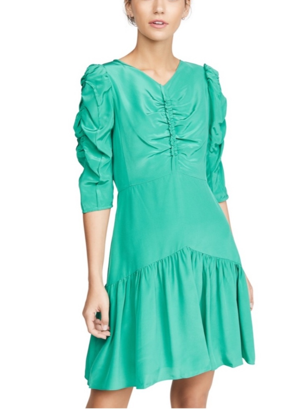 NWT Rebecca Taylor 100% Silk Ruched Mini Dress | Size 0